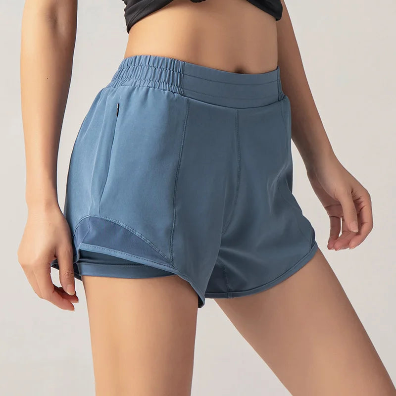 2024 Sport Shorts Women Sportswear Double-deck Running Shorts Yoga Bottoms Summer Gym Fitness Training Jogging Short Pants