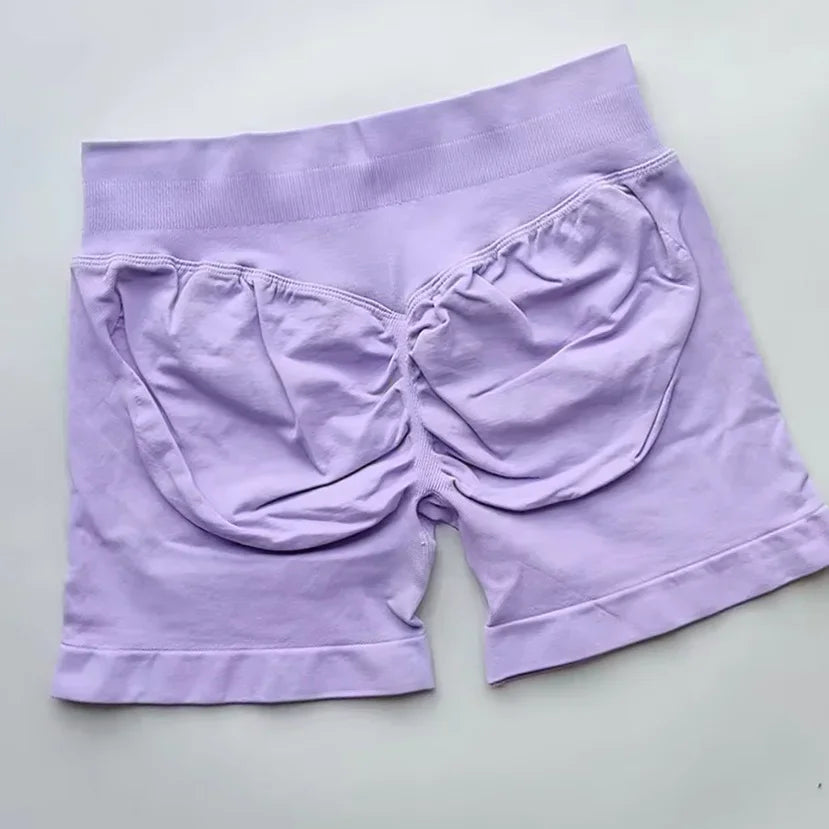 WOMEN SPORTS Impact Shorts Low Ribbed Waist Seamless Scrunch Bum Workout Gym Shorts Booty Hight Stretch Running Shorts