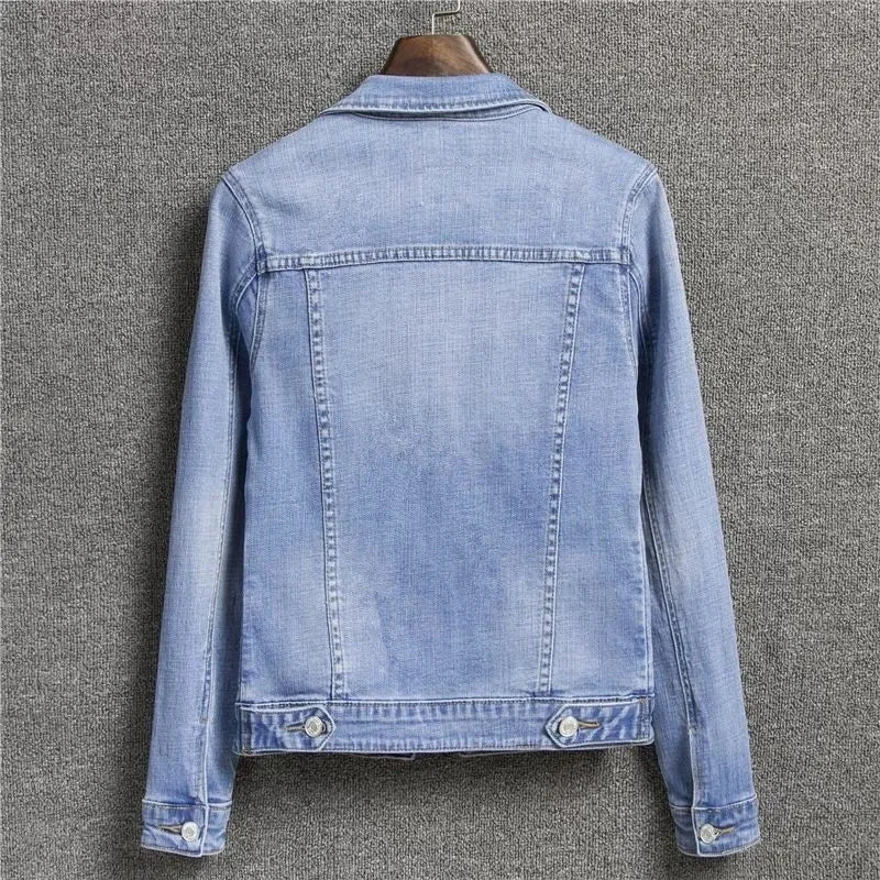 2024 Autumn Women's Casual Denim Jacket Jacket Women's Long-Sleeved Single-Breasted Jeans Jacket Women's Short Top