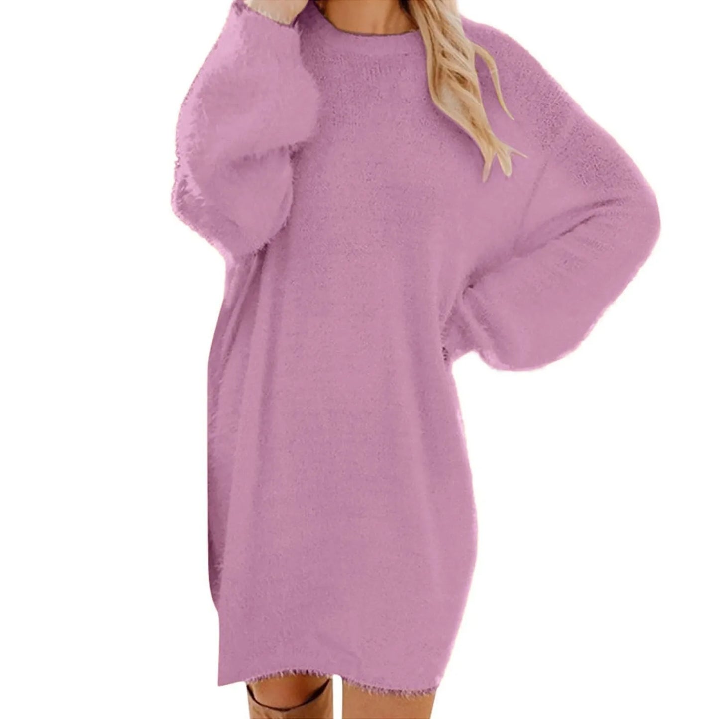 Women Winter Sweater Knit Crewneck Warm Long Sleeve Casual Sweatshirts Dress Casual Breathable Winter Warm Comfort Dress