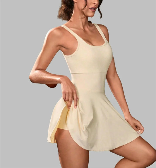Women's Sports Tennis Dress Sexy Sleeveless Backless Mini Dress Women Running Gym Fitness Yoga Dresses Summer Female Clothes