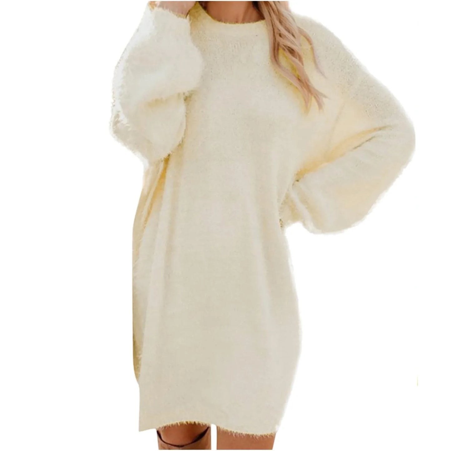 Women Winter Sweater Knit Crewneck Warm Long Sleeve Casual Sweatshirts Dress Casual Breathable Winter Warm Comfort Dress