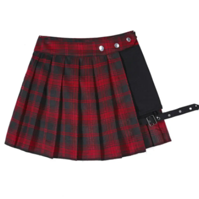 Gothic Skirt Dark Style Pleated Punk Irregular Fake Two-piece Leggings Ring Skirt Pants High Waist A-Line Harajuku Mini Skirts