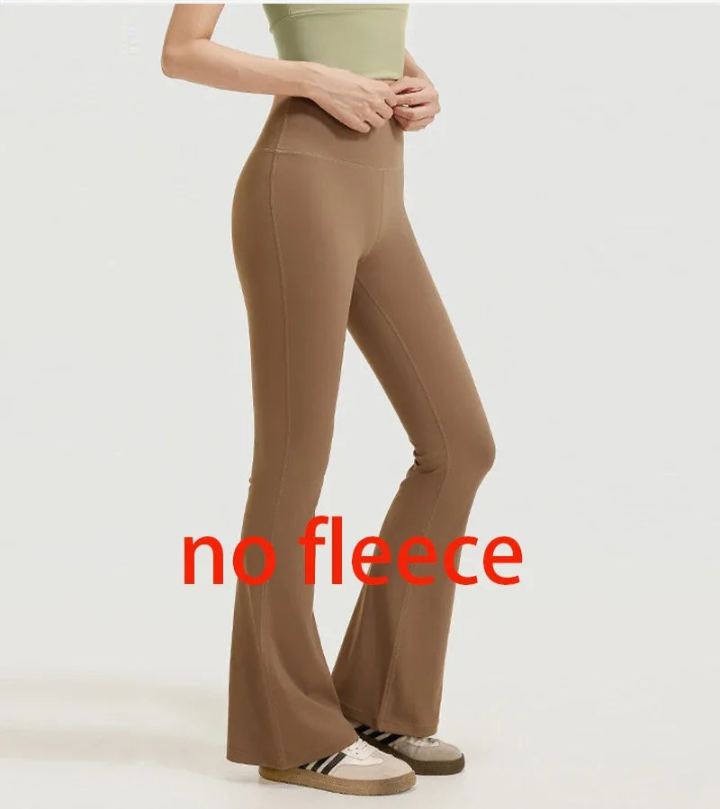 Aiithuug Fleece Warm Yoga Pants Gym Legging Super Stretchy Bell Bottoms Bootcut Yoga Leggings Yoga Flare Leggings Workout