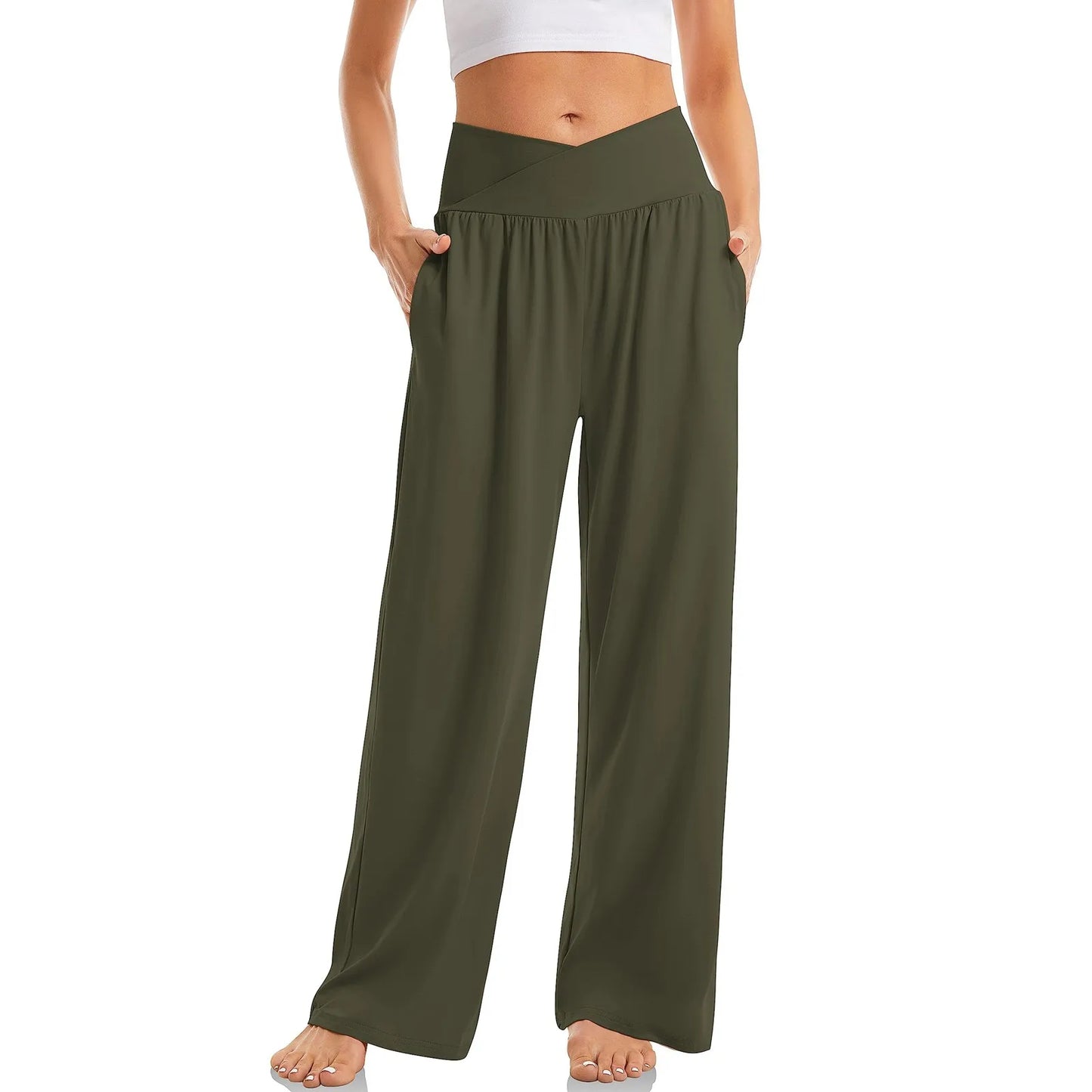 Wide Leg Pants For Women’S Sweatpants Straight Pants Bottom All-Math Plain Fitness Joggers Pants High Waist Travel Basic 2024