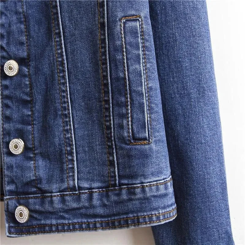 2024 Autumn Women's Casual Denim Jacket Jacket Women's Long-Sleeved Single-Breasted Jeans Jacket Women's Short Top
