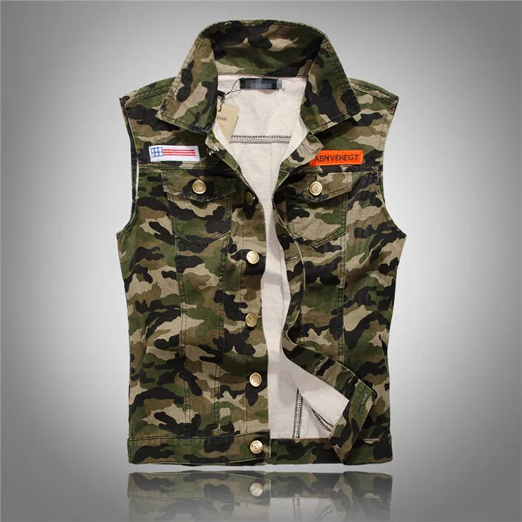 6XL Plus size new Spring/Fall Vintage design Men's denim vest Men's High quality sleeveless jacket Men's ripped jeans vest