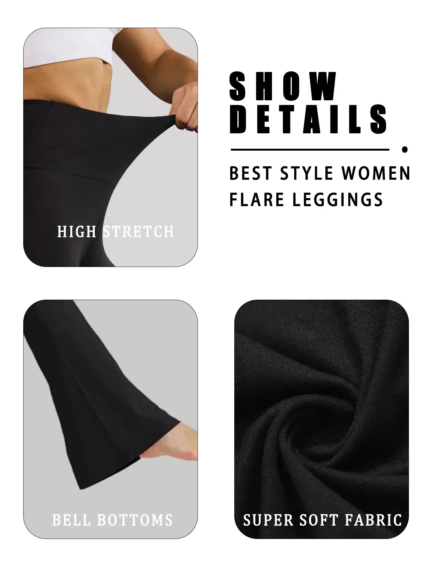 2 Pack Women's Super Soft Flare Pants High Waisted Tummy Control Workout Yoga Push Up Gym Fitness Long Leggings Bell Bottoms