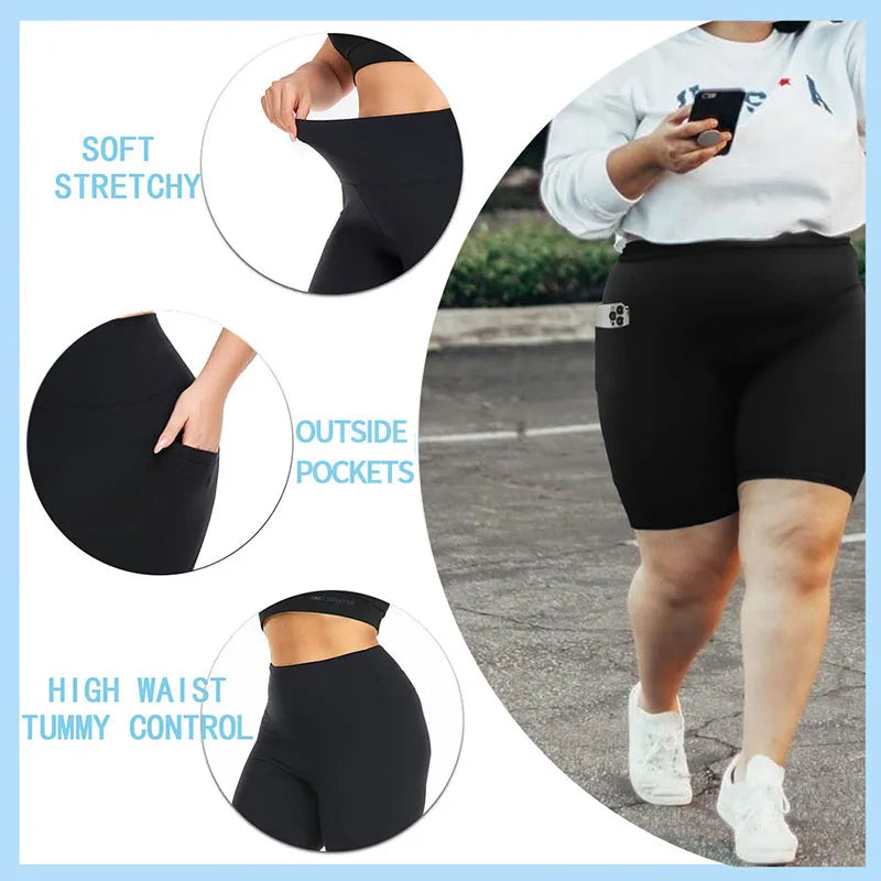 Large Size Bottoms Summer Female Outwear Stretch Fat Mm Summer Yoga Sports Bottoms Pocket Five Shorts