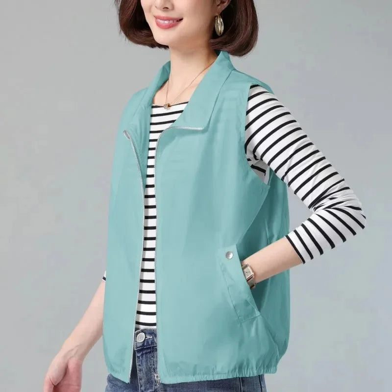 Women Sun-Proof Vest 2025 New Spring Summer Casual Sleeveless Female Thin Waistcoat Short Jackets Ladies To