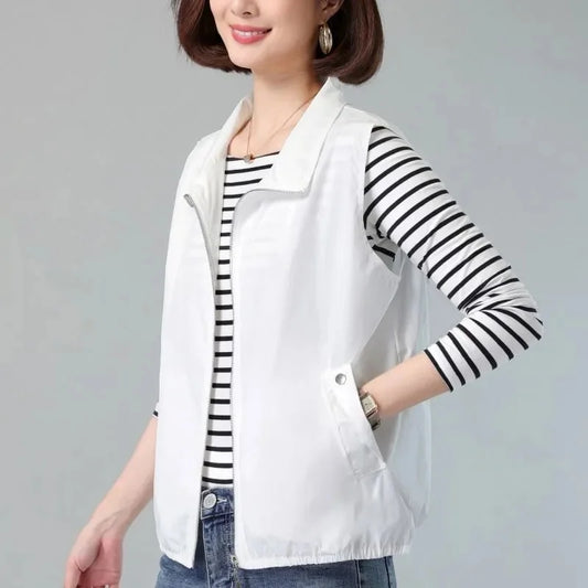Women Sun-Proof Vest 2025 New Spring Summer Casual Sleeveless Female Thin Waistcoat Short Jackets Ladies To