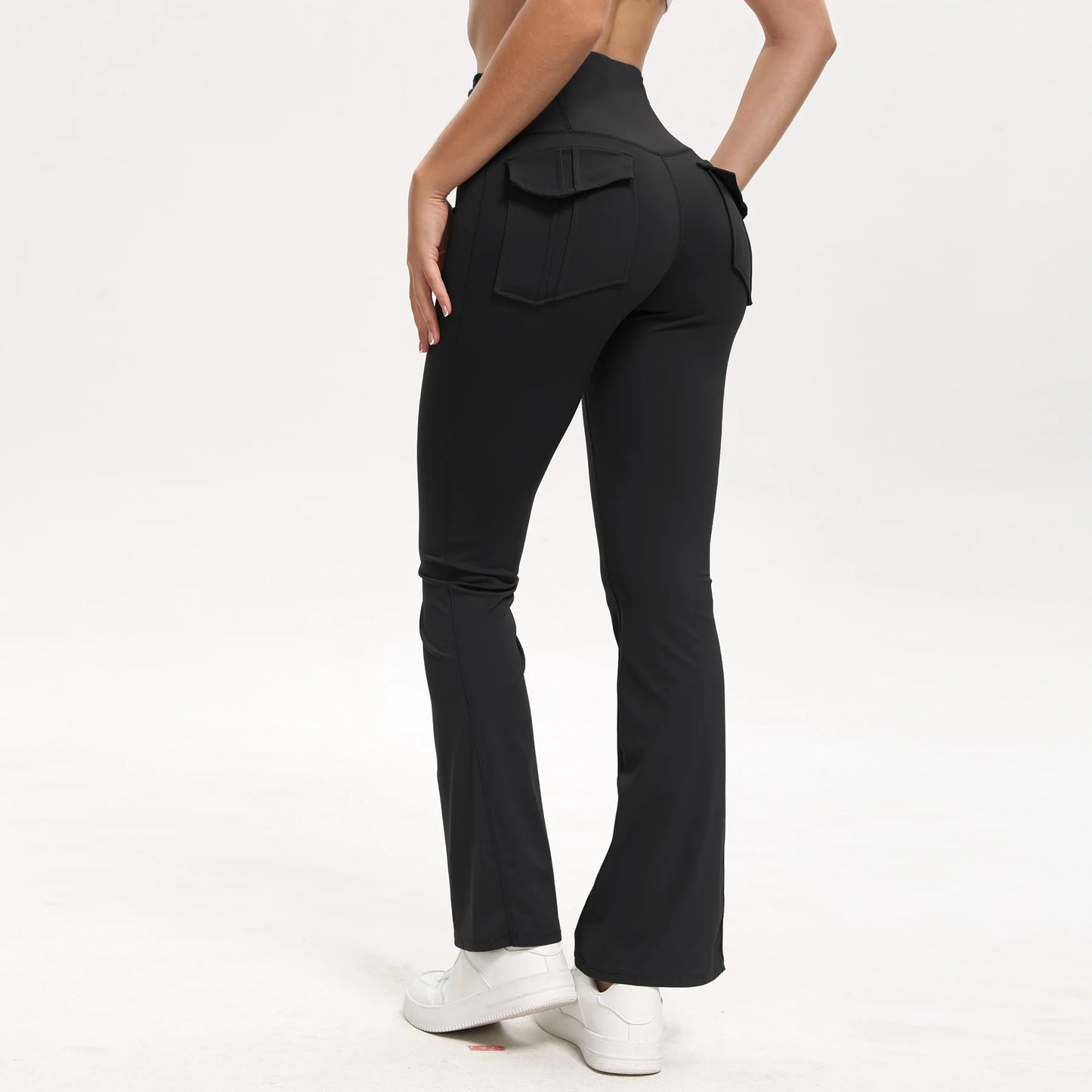 Women's Flare Leggings with Pockets Soft Cargo style Yoga Pants High Waist Gym Slim Pants Fitness and Body Building Sportwear