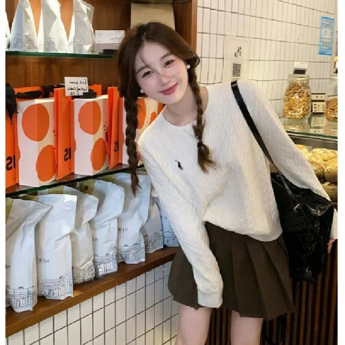 Soft And Supple Women's Autumn/Winter Cable Knit Sweater High-End Feel 2024 New Style Knitted Top Inner Layer