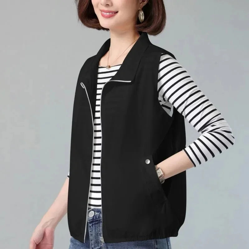 Women Sun-Proof Vest 2025 New Spring Summer Casual Sleeveless Female Thin Waistcoat Short Jackets Ladies To