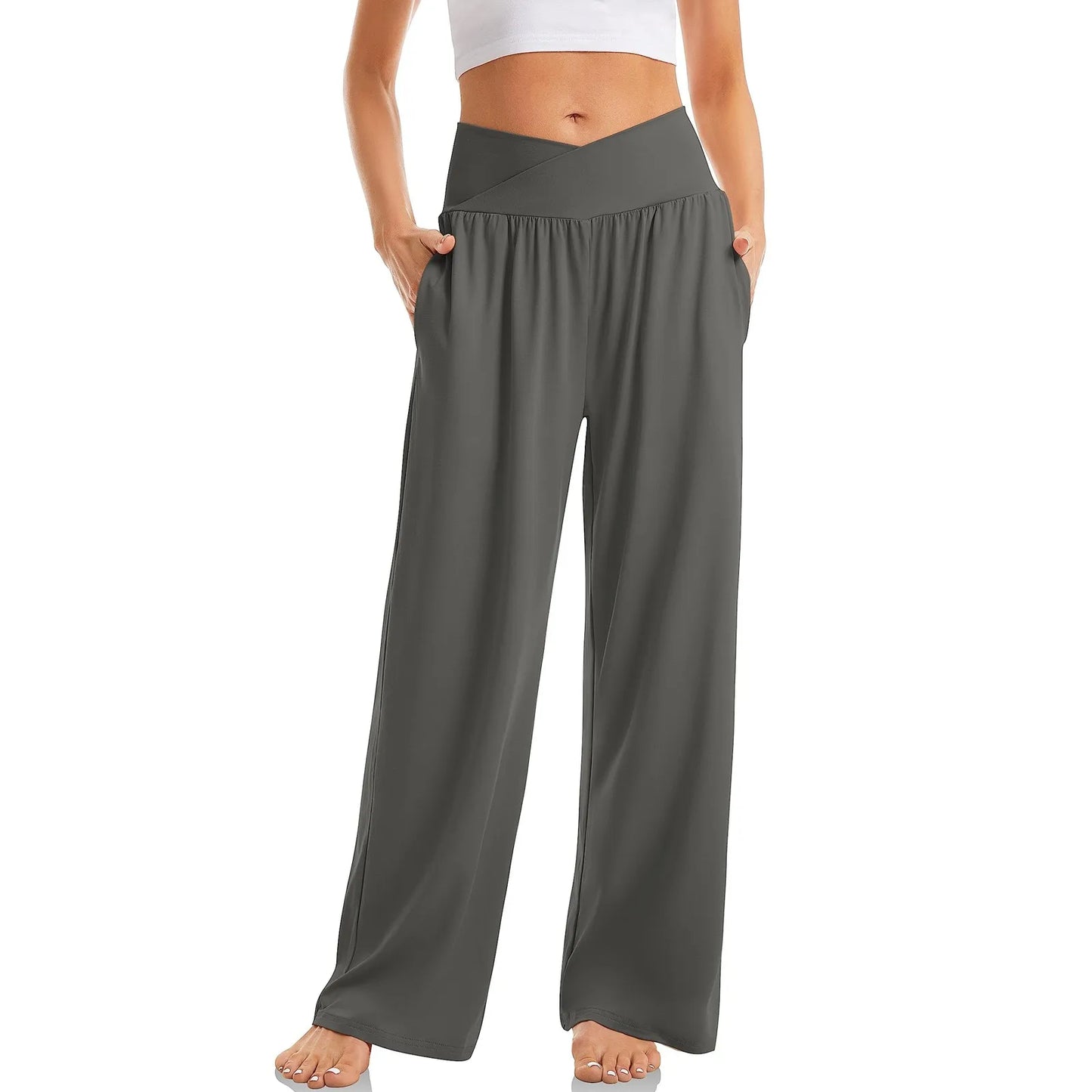 Wide Leg Pants For Women’S Sweatpants Straight Pants Bottom All-Math Plain Fitness Joggers Pants High Waist Travel Basic 2024